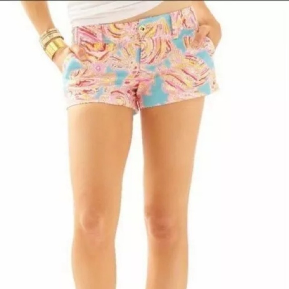 Lilly Pulitzer The Walsh Summer Short Tropical Fish 100% Cotton Sz 4 Resort